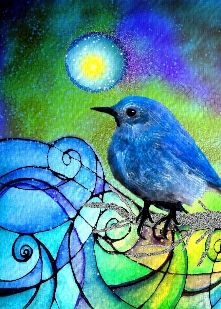 Галактическая птица. Красивые рисунки птиц. Синяя птица живопись. Рисование красивая птичка. Птицы акварелью.