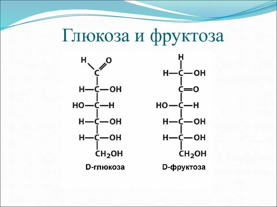 Строение глюкозы и фруктозы