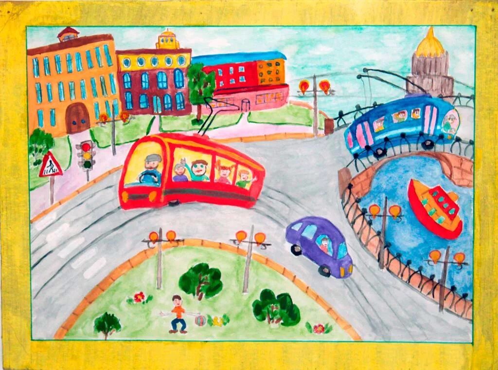 Детские рисунки города. Рисование на тему городской транспорт. Рисунки детей на тему улица. Транспорт в городе рисунок для детей.