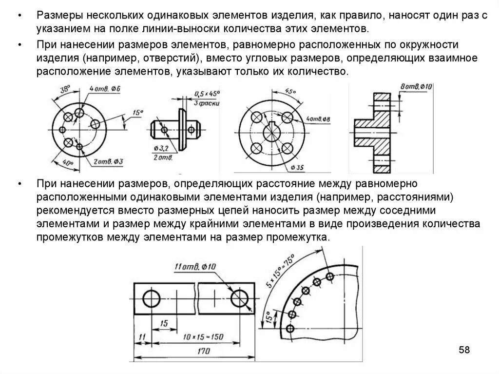 Размеры одинаковых элементов