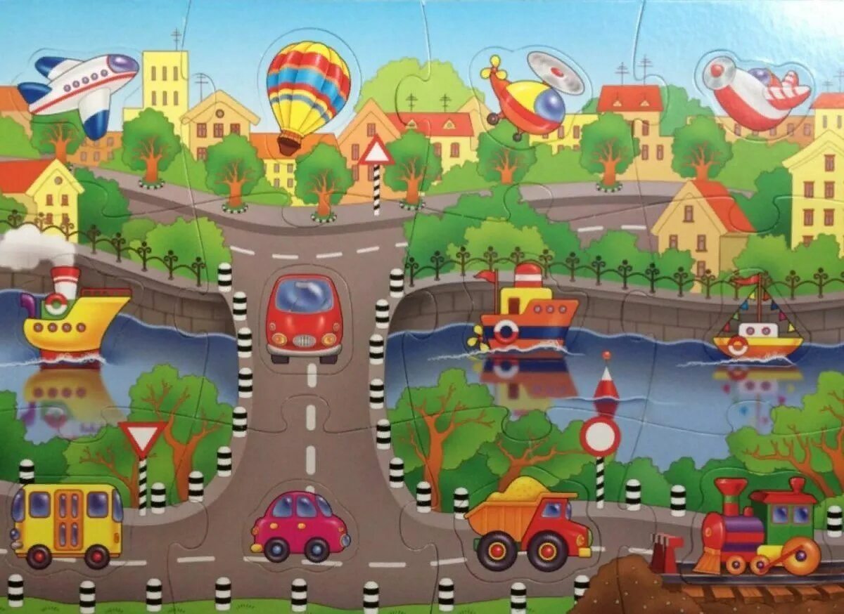 Путешествие в страну безопасности. Мозаика для малышей транспорт Дрофа-Медиа. Транспорт пазлы для детей. Изображение города для детей. Пазлы по ПДД для детей.