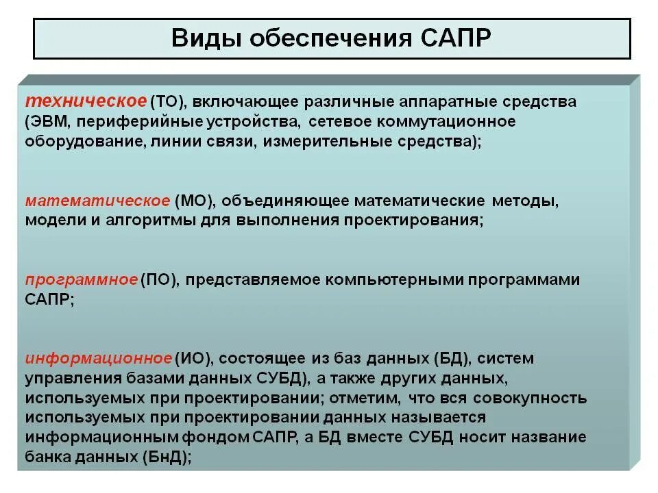 Сапр предназначены. Виды сапр. виды проектирования сапр. виды обеспечения сапр. семь видов обеспечения сапр.