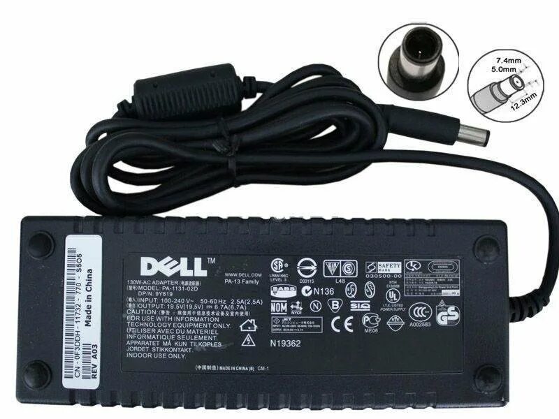 Питание 19 5. Dell 19.5v 6.7a 130w. Зарядка для ноутбука dell 130w 19.5 v AC Adapter. Блок питания (сетевой адаптер) для ноутбуков dell 19.5v 6.7a 7.4*5.0 130w Original. Блок питания dell 130w.