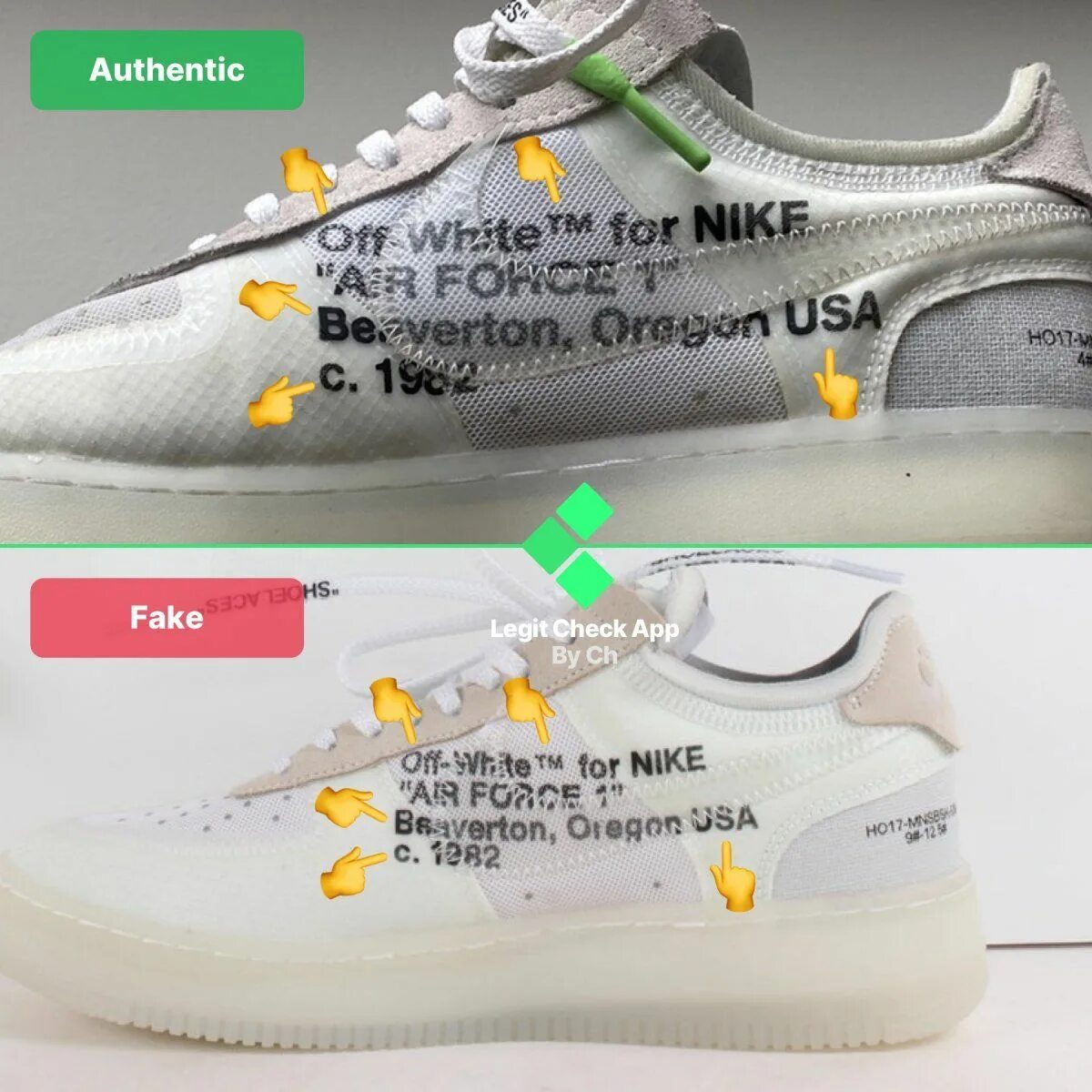 Nike Air Force 1 off White White legit check. Nike af 1 fake vs real. Nike Air Force legit check.