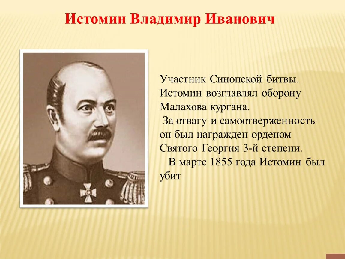 Писатель участник героической обороны. Герои обороны Севастополя Истомин.