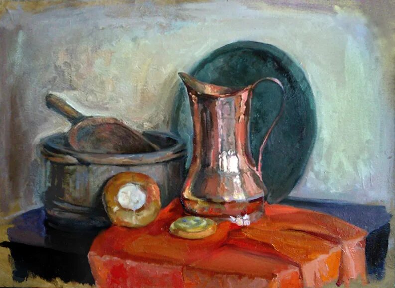 кувшин натюрморт. ревякин дмитрий натюрморт кувшин яблоки. глиняный крынка живопись гуашь. кувшинова н. натюрморт легкий.