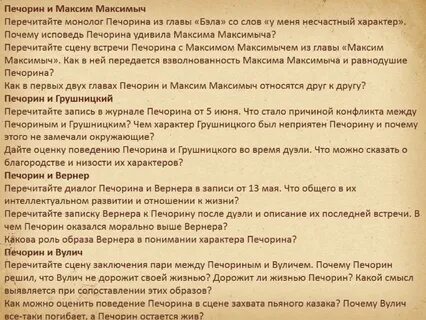 Монолог печорина
