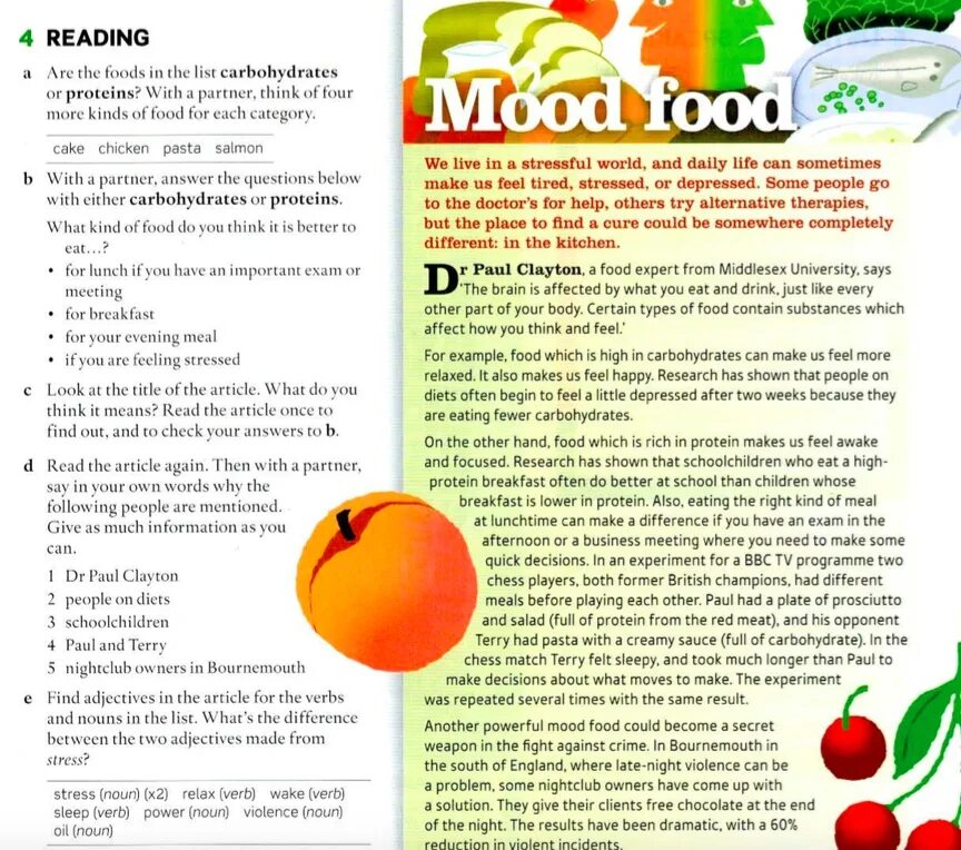 Mood food English file Intermediate. Mood food текст на английском. 1a mood food students book. With a partner answer the questions below with either carbohydrates or Proteins ответ. Фуд текст