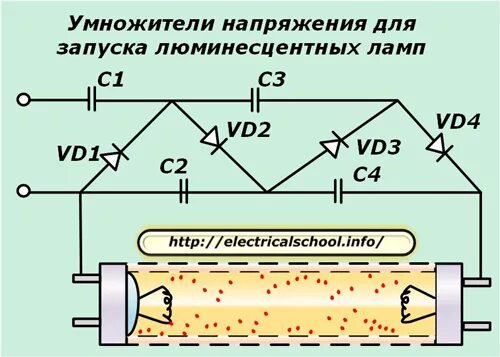 Схема высоковольтного умножителя напряжения. Схема умножителя напряжения постоянного тока. Умножитель напряжения на диодах для люминесцентных. Умножитель напряжения на конденсаторах схема.