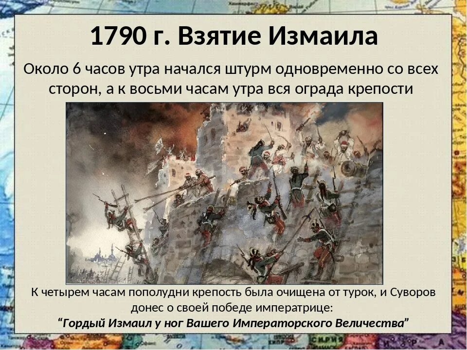 Какое событие связано с суворовым. 24 Декабря 1790 взятие турецкой крепости.