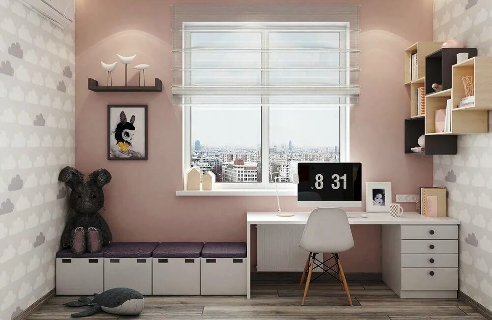Комната для девочки подростка. Рабочий стол у окна в детской. Маленькая детская комната для школьника. Комната для девочки в стиле прованс. Детская комната с письменным столом.