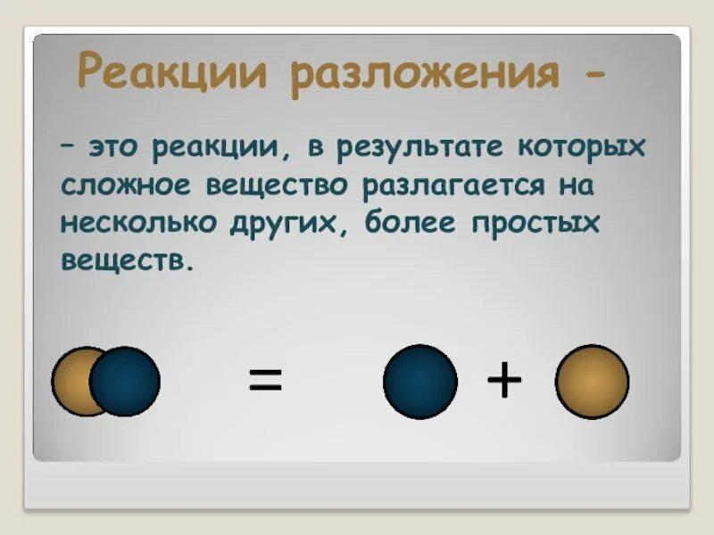 Виды реакции разложения. Реакция разложения химия 8 класс. тип реакции разложение. реакция соединения.