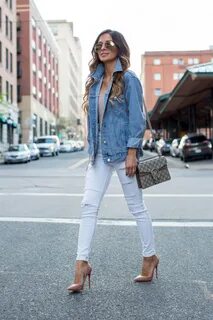 25 стильных образов с джинсовой курткой для ранней осени Femmie