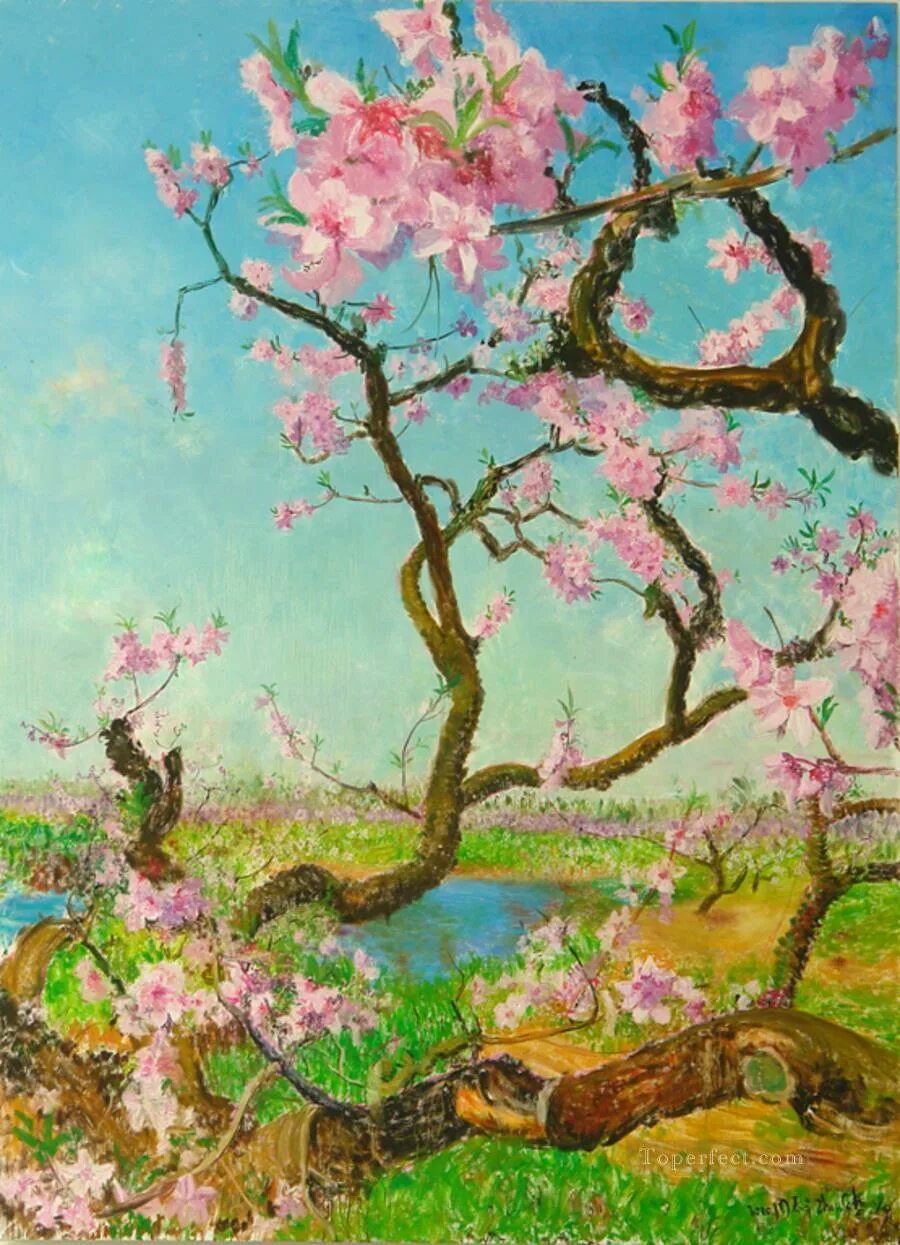 Peach blossom 4 карон. Zhou Chunya. Чжоу Чунья художник. Peach Blossom Art.