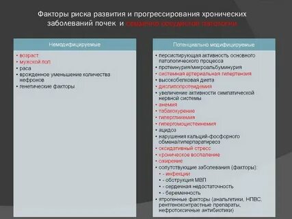 Хроническая болезнь почек факторы риска