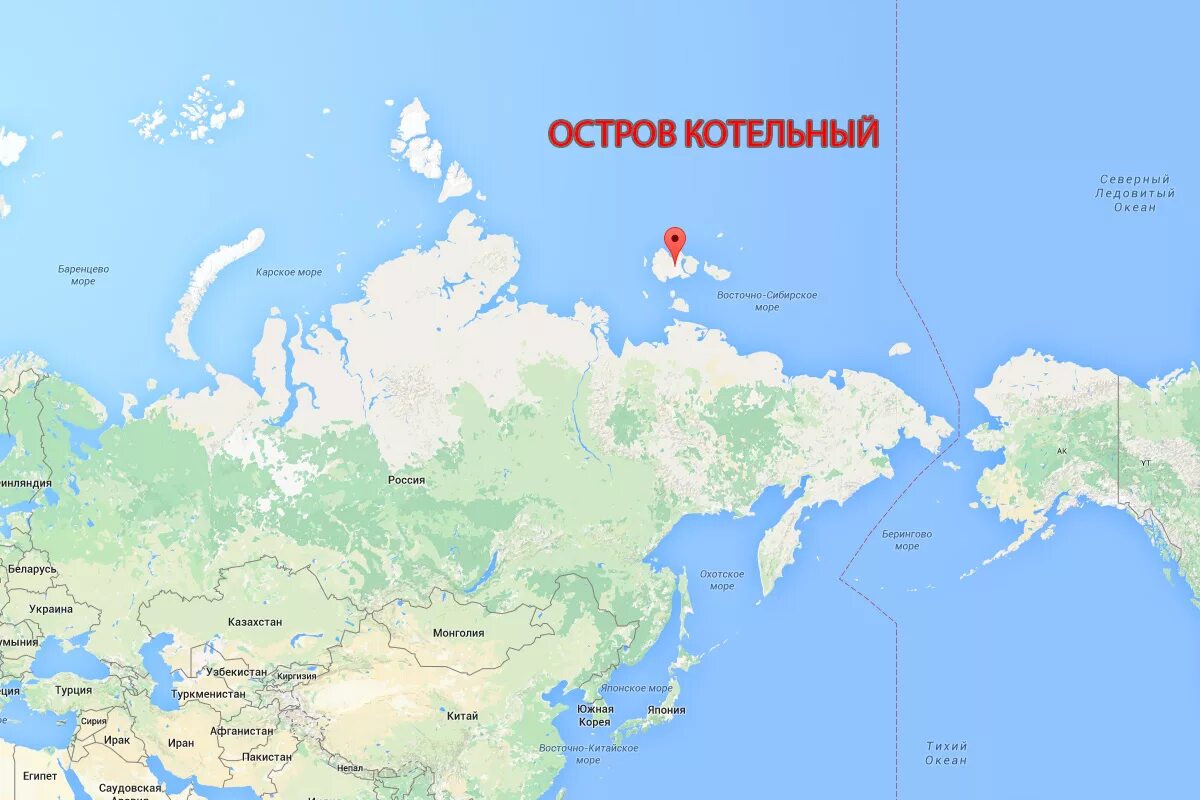 Восточно сибирский остров на карте