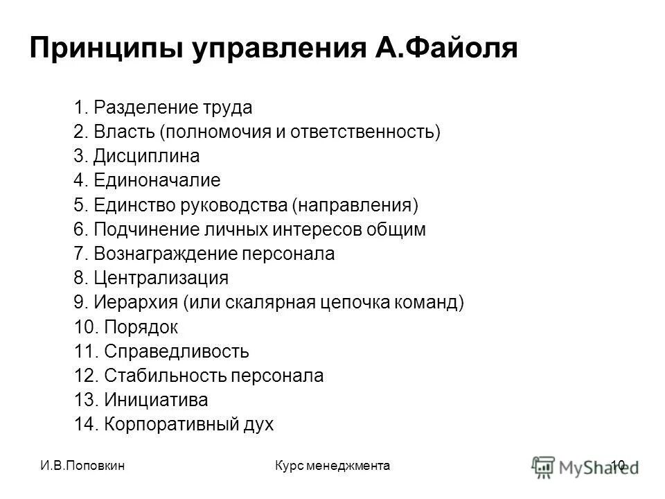 Задания примеры по нарушениям 14 принципов файоля Файоль общие принципы управления