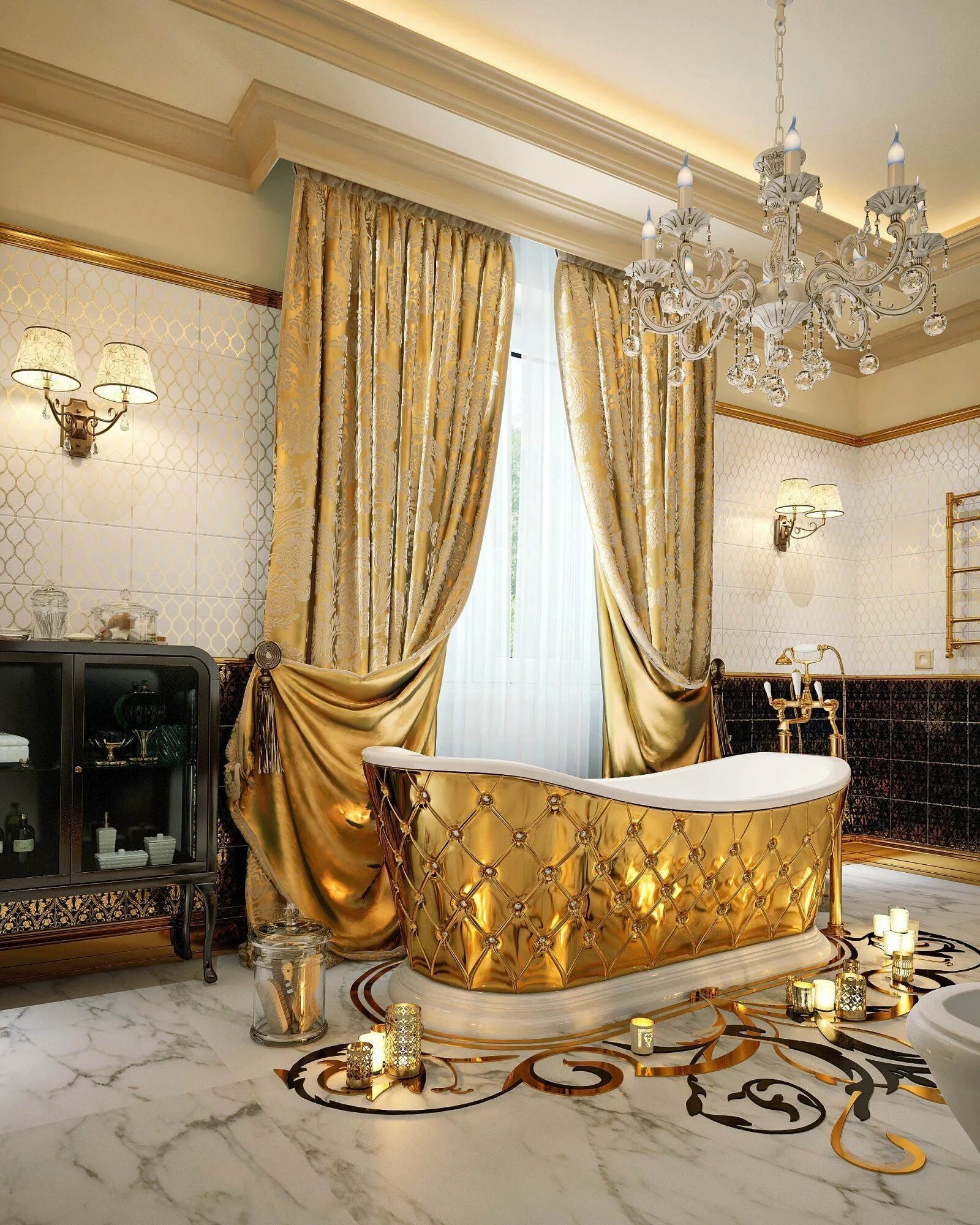 Gold дома. Роскошная ванная комната. Золото в интерьере. Золотой интерьер. Ванная комната в стиле Барокко.