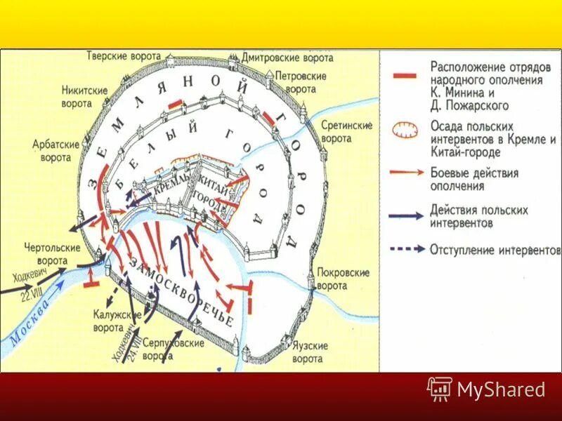 Освобождение москвы от польских интервентов пожарский. Московская битва 1612 года карта. Осада Москвы 1611 г.. Битва на девичьем поле 1612. Разгром польских интервентов в Москве 1612г".