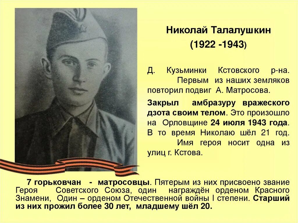 Трудовой подвиг героя. Талалушкин герой советского Союза. Подвиг земляков в годы Великой Отечественной войны. Герои горьковчане в годы Великой Отечественной войны.