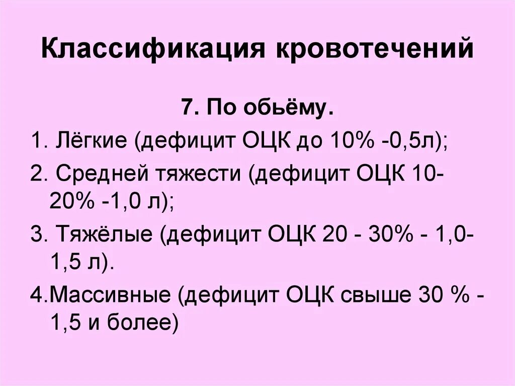 Классификация кровотечений по времени. Классификация кровопотери. Классификация кровотечений по времени возникновения. Дефицит ОЦК как определить.