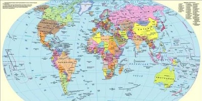 карта мира с названиями стран