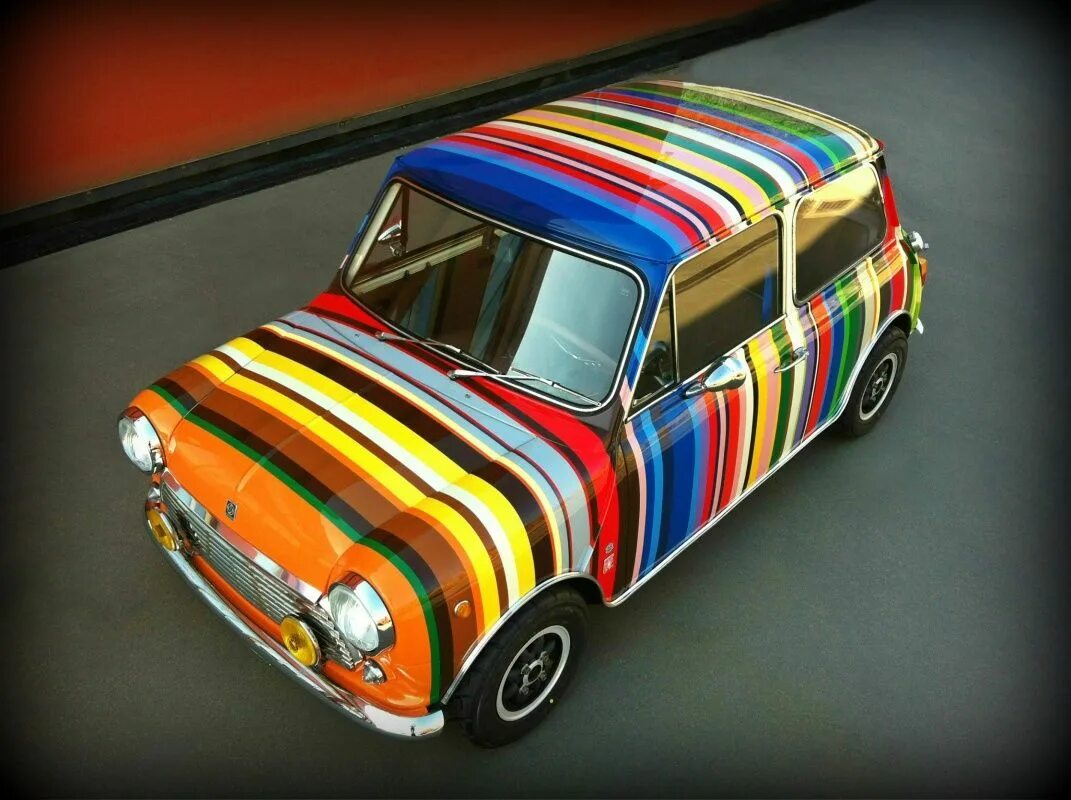 Цветной авто. Полосатый мини авто Купер. Mini Cooper 1973. Paul Smith Mini Cooper. Mini Cooper разноцветный.