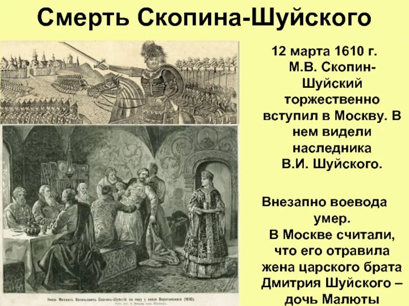 1610 какое событие. Скопин шуйский. скопин шуйский в 1610 году с троице сергиева монастыря. м.в. скопин-шуйский внутренняя и внешняя политика.