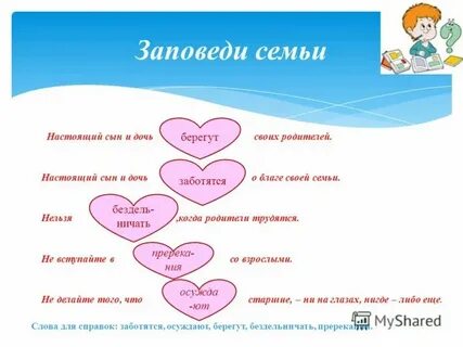 Презентация на классный час семья