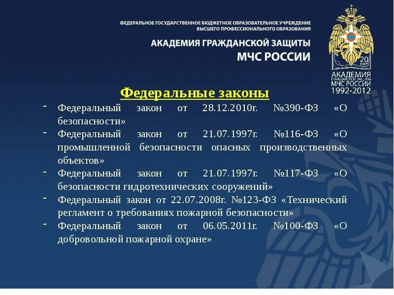 21.07 1997 116 фз статус. Федеральный закон от 28.12.2010 г. № 390-ФЗ «О безопасности». Федеральные законы в области промышленной безопасности. ФЗ 116. Федеральный закон 116.