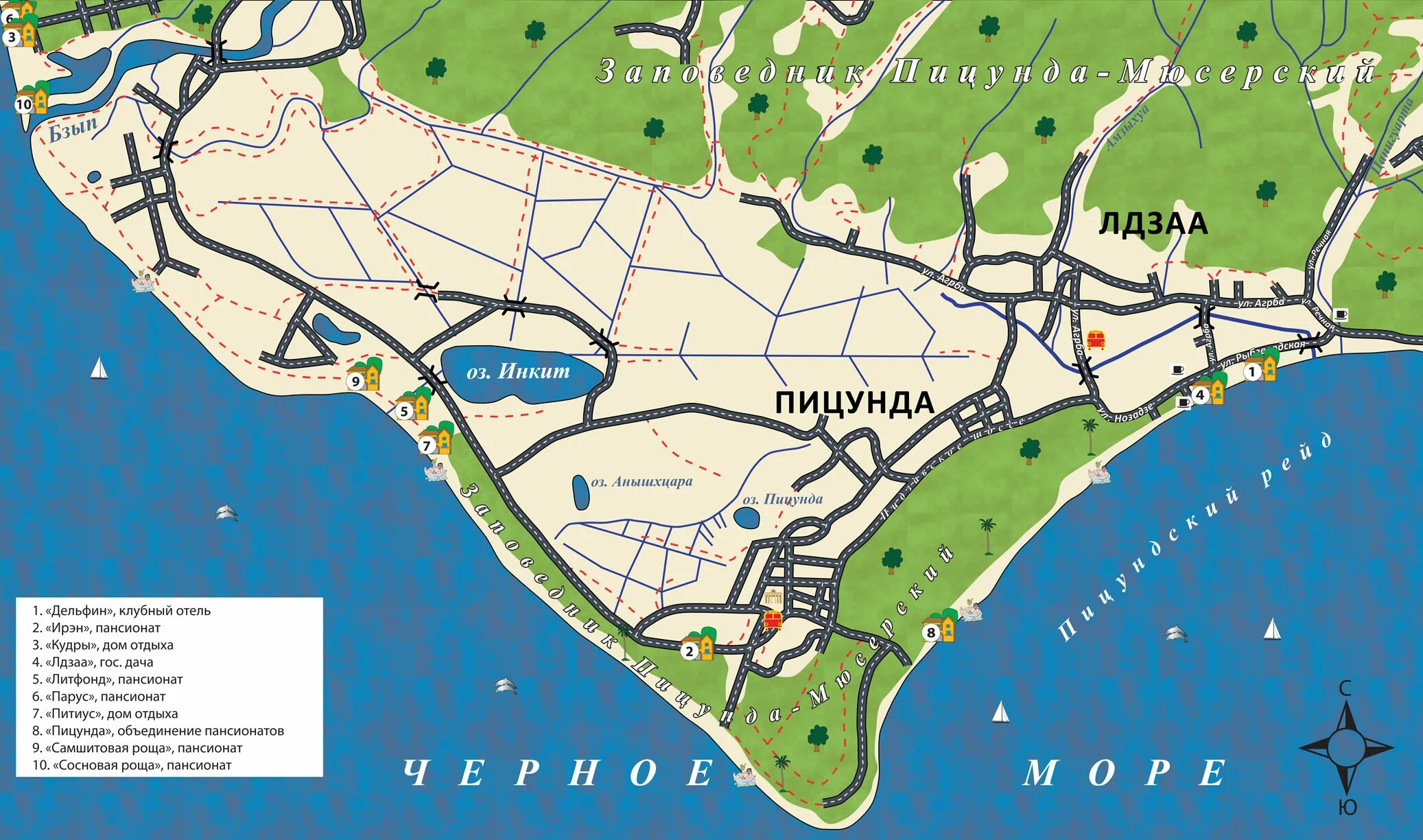 Лдзаа на карте. Пицунда Абхазия карта побережья. Карта Абхазии Пицунда Лдзаа. Абхазия Пицунда Лдзаа карта с улицами. Посёлок Лдзаа Абхазия на карте.