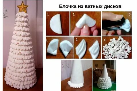 Как делать елочку из ватных дисков