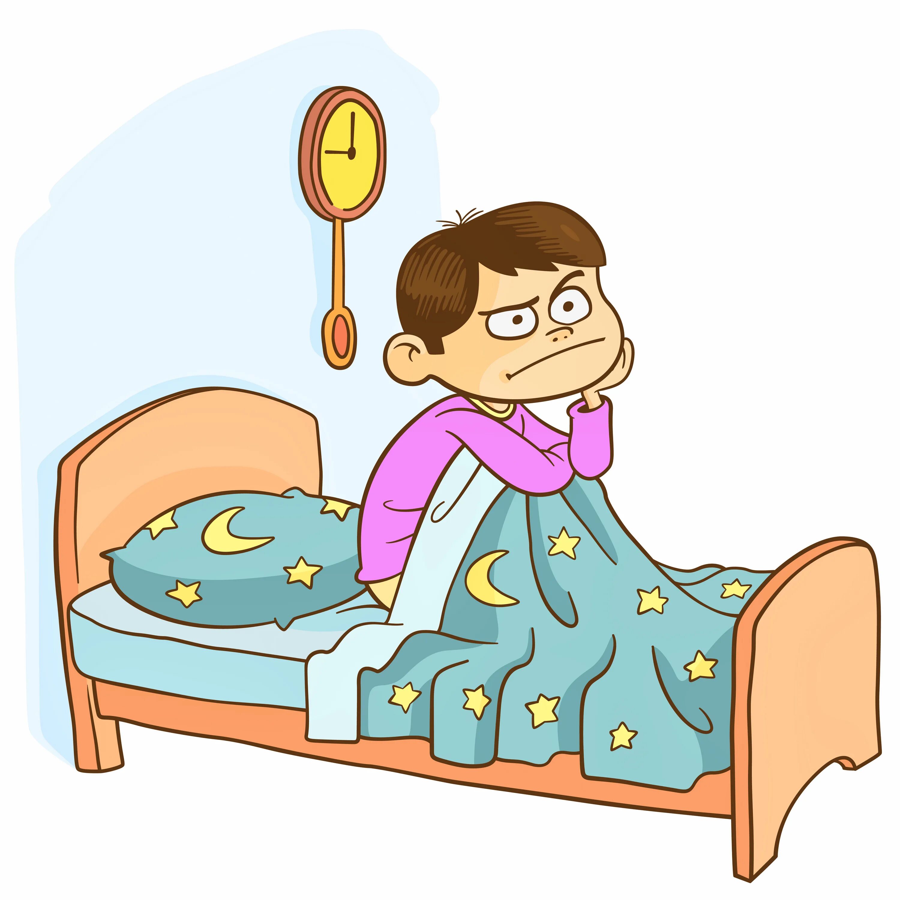 Does he go to bed. Мальчик проснулся. Ребенок ложится спать. Сон картинки для детей. Сон клипарт.
