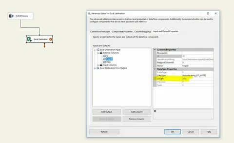 Expand the "External Column" of you Excel Destination Section and...