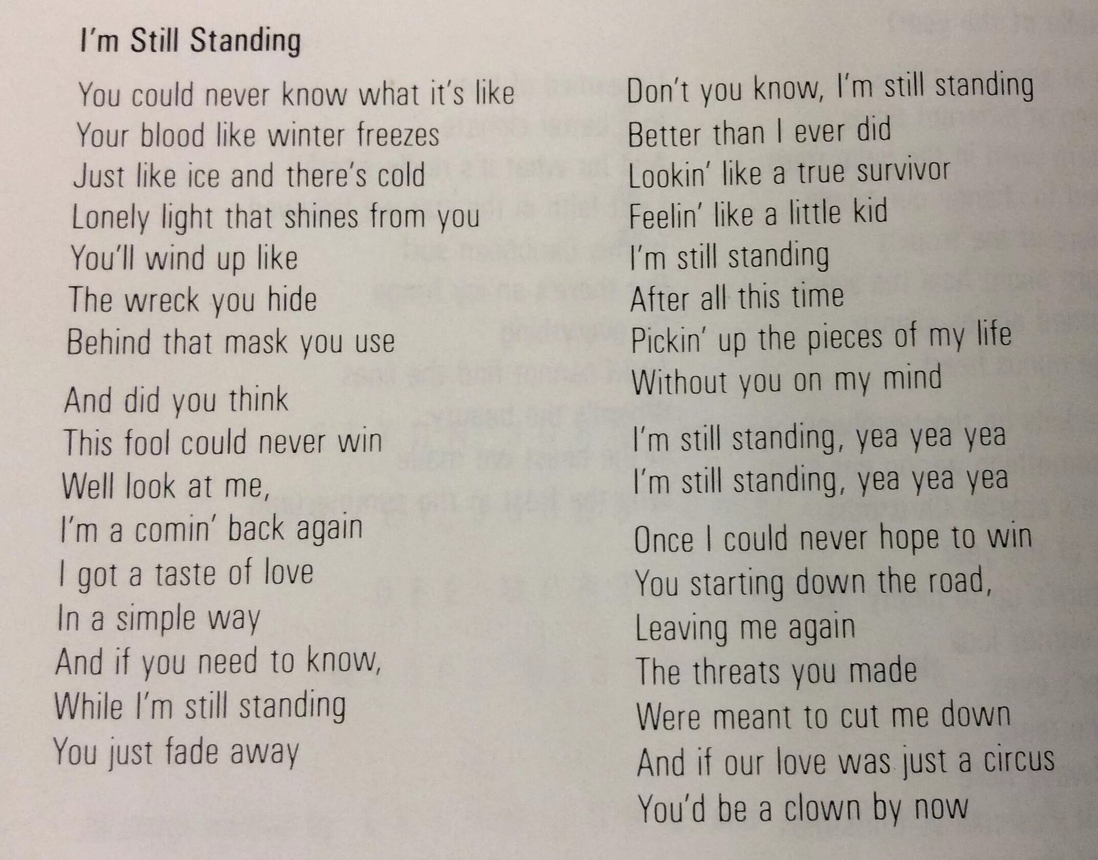 Still перевести. Im still standing Elton John. I still standing текст. Текст песни i'm still standing. Элтон Джон im still standing перевод.