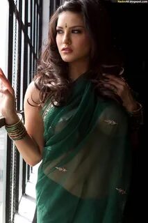 Sunny leone green saree