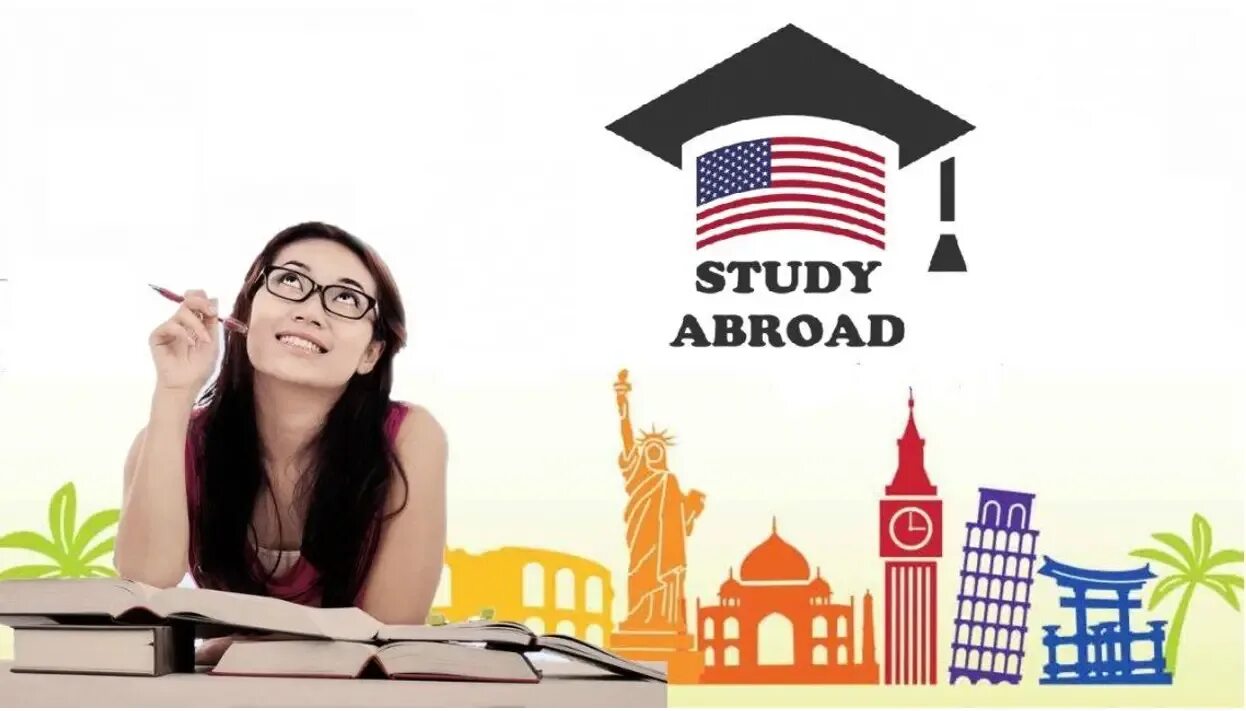 Study abroad. To study abroad. Studying abroad. Реклама образования в США.