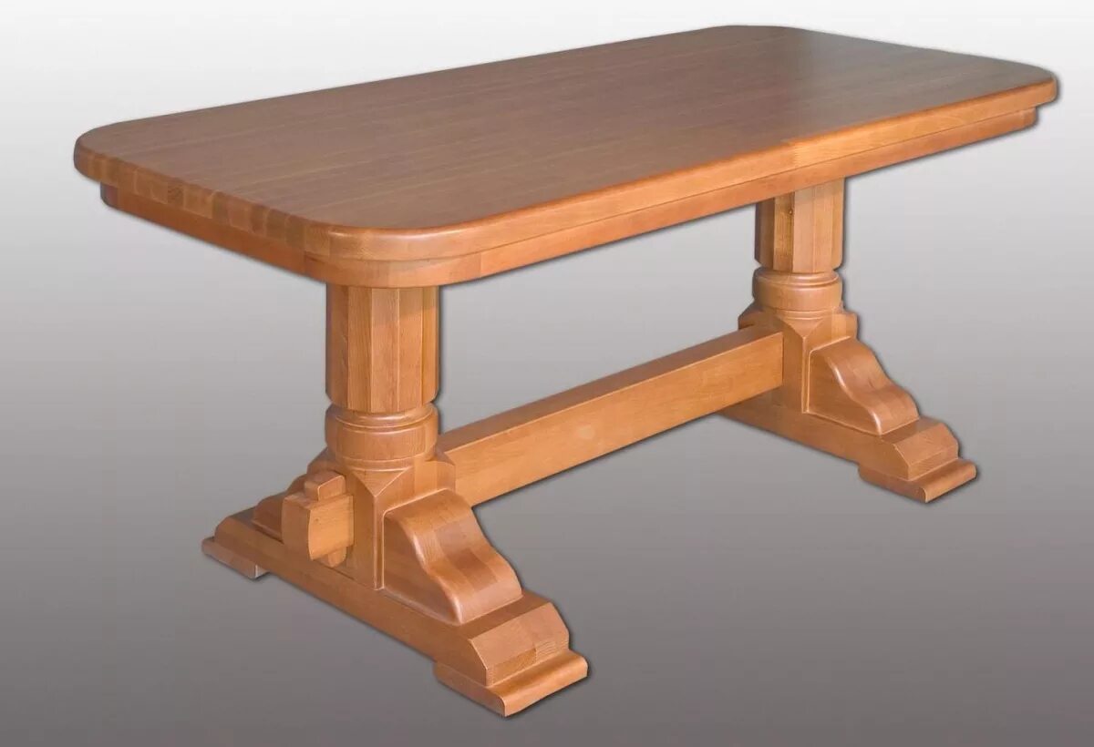 массивный стол. стол 2 балясный. стол 2 ножки. красивые столы из дерева. стол на двух ножках из дерева.