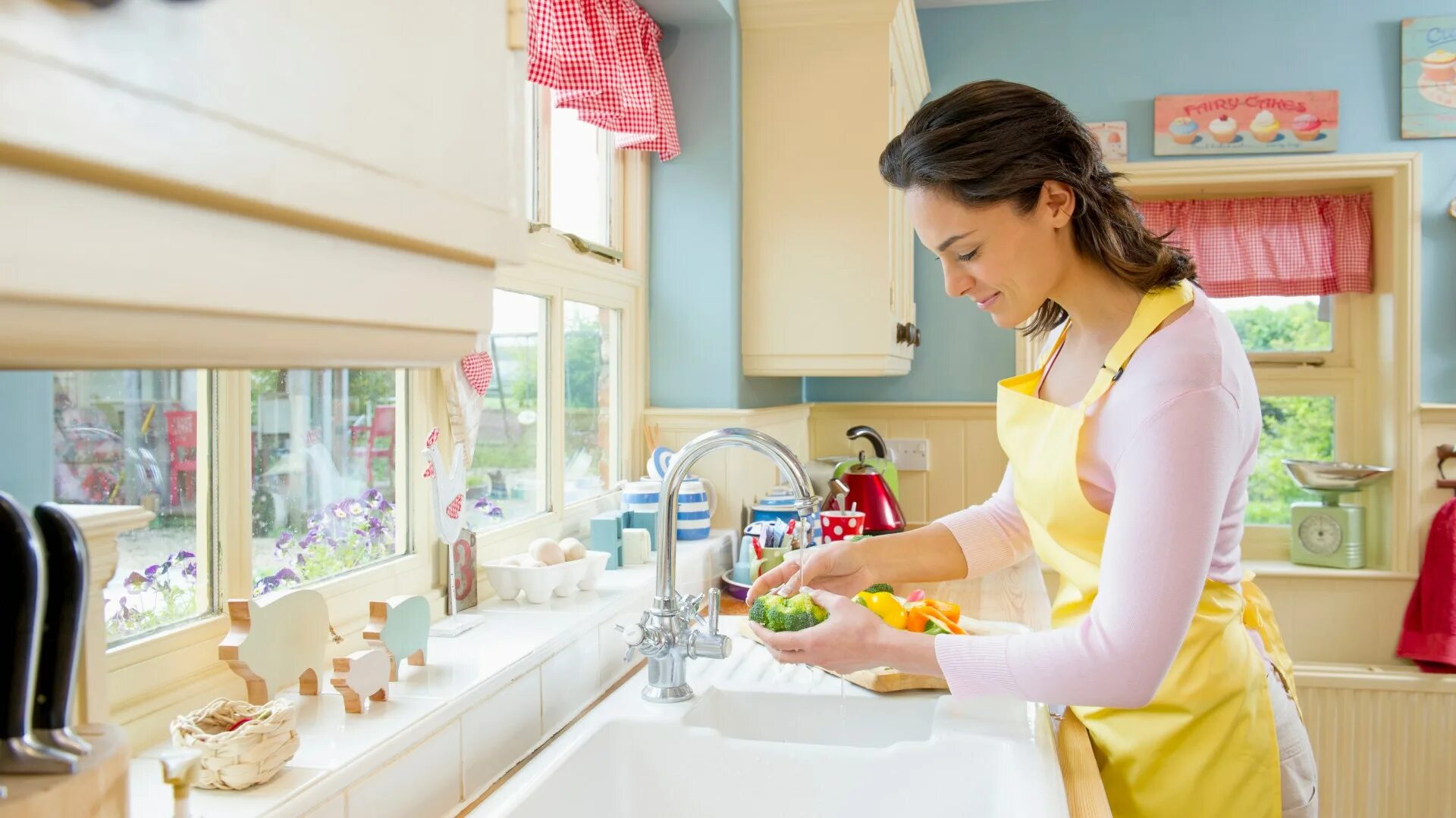 Do your dishes. Счастливая домохозяйка. Хобби дома для женщин. Счастливая домохозяйка (2010. Washing Vegetables at the Kitchen Sink.