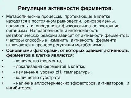 Свойства ферментов биохимия