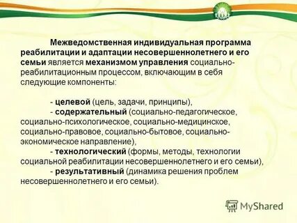 Комплексная индивидуальная программа семьи