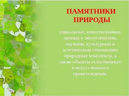 Проблемы памятников природы