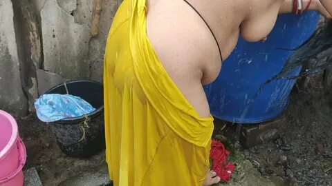 Indian house wife bathing outside and sexy nude bathing by Anit studio Faph...