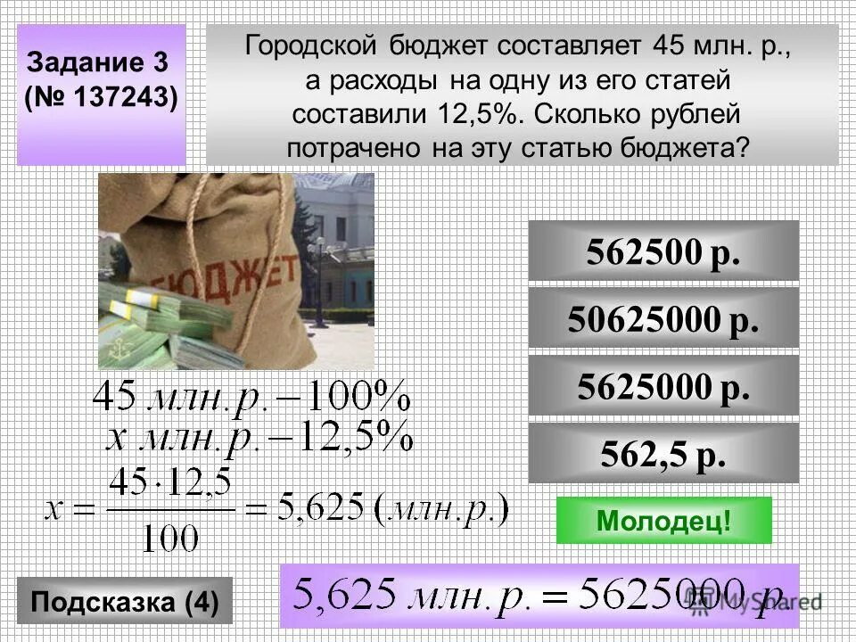 Городской бюджет составляет 45 млн р