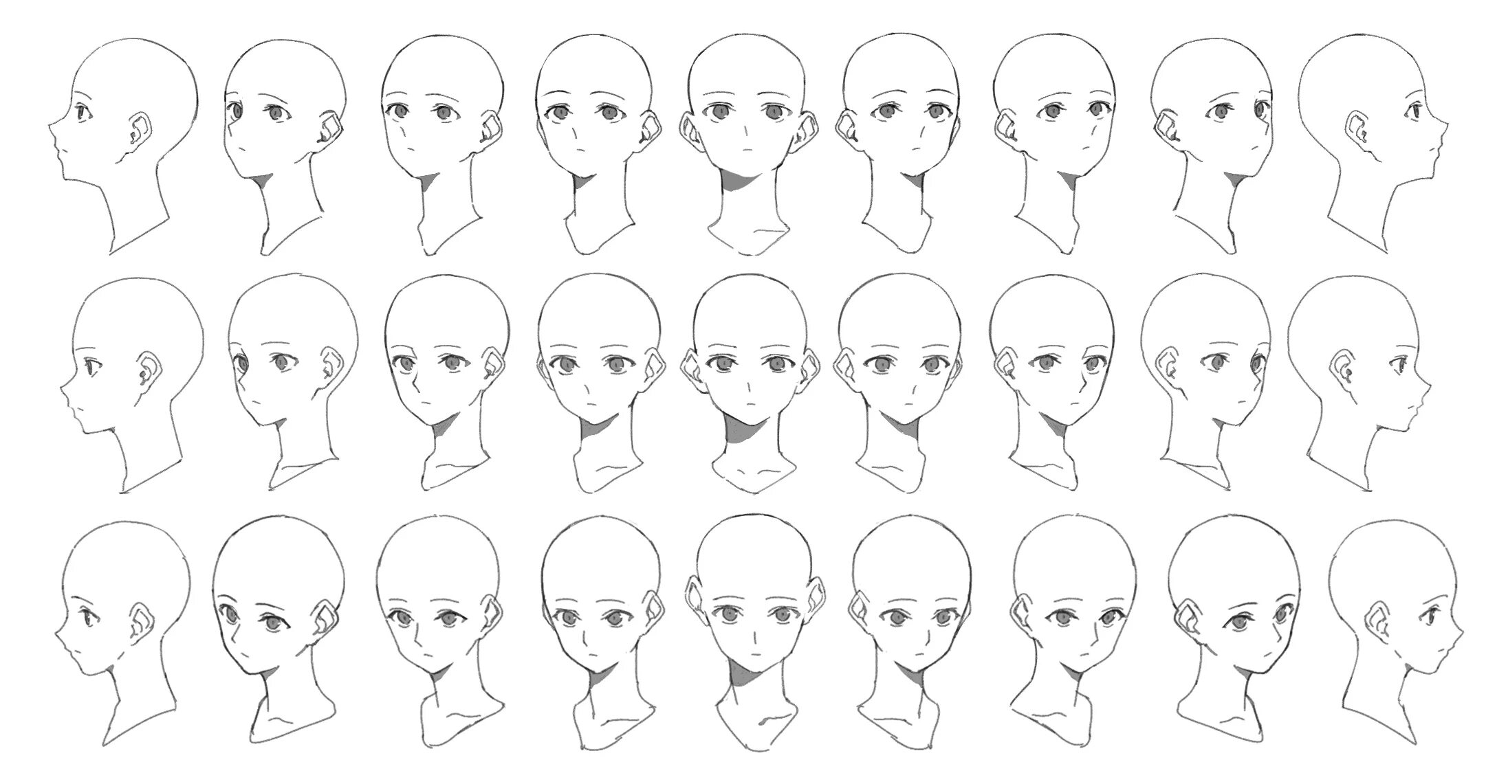 Detailed reference. Голова 3/4 референс.