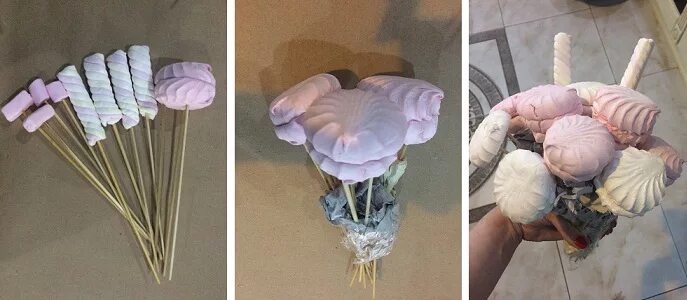 Букет из зефира своими руками пошагово. Букет из маршмеллоу. Сладкий букет из зефира. Цветы из зефира. Букет из зефира и мармелада.