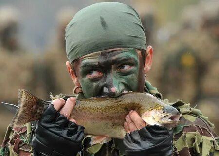 Man eats fish