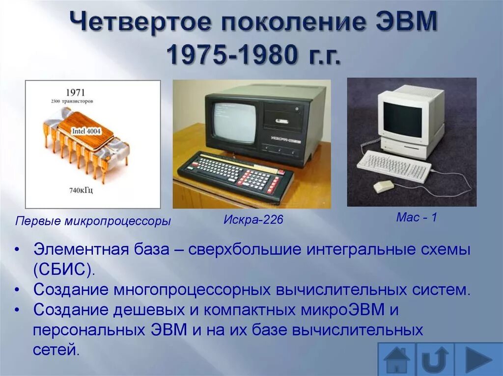 История развития пк. Элементная база ЭВМ 4 поколения. Микропроцессор 4 поколения ЭВМ. МИКРОЭВМ 4 поколение.