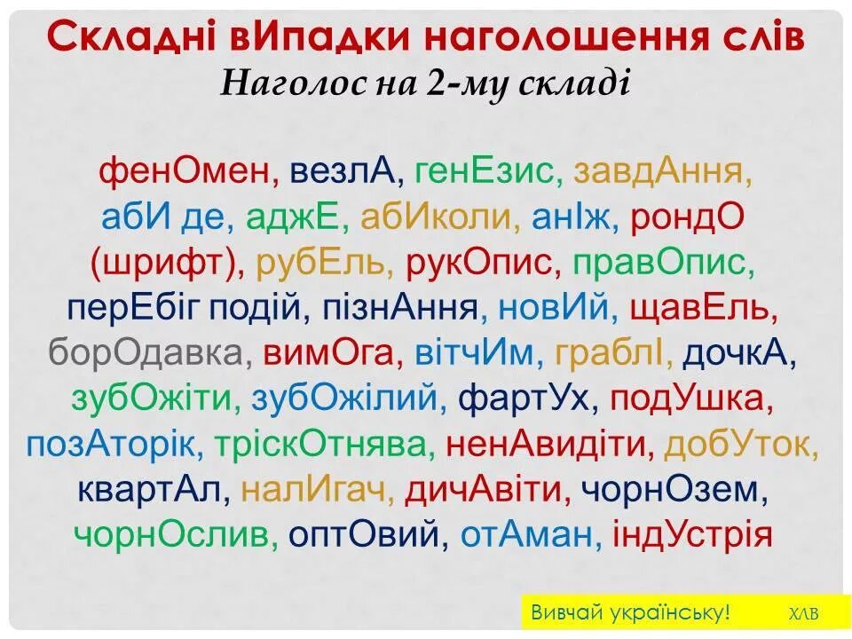 Українські слова з. Наголос. Випадок наголос. Склад, наголос. Помилки наголос.