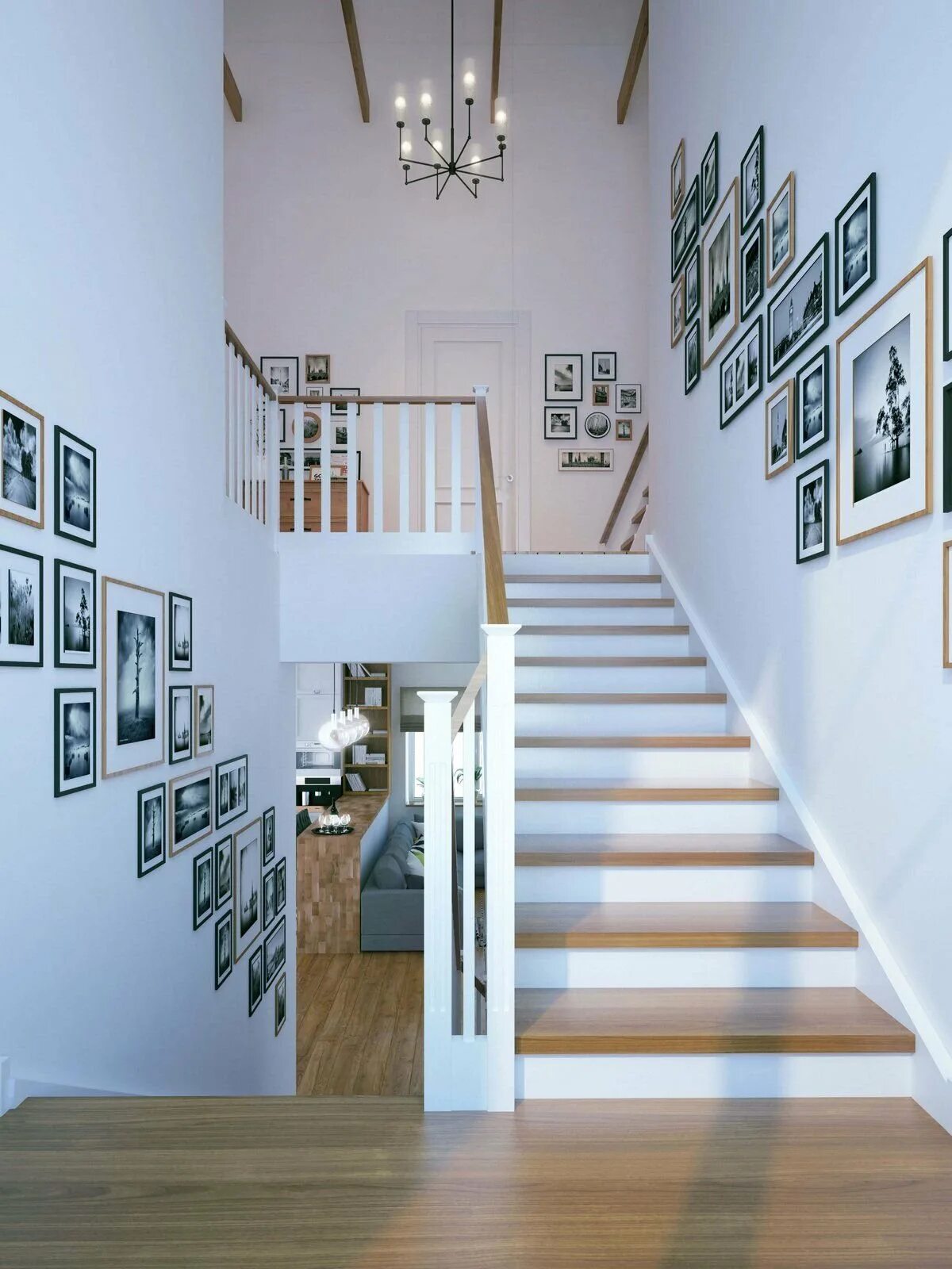Пролет стены. Лестница в стиле Сканди. Декоративная лестница в Сканди стиле. Лестница в доме Сканди. Лестница в интерьере Сканди.